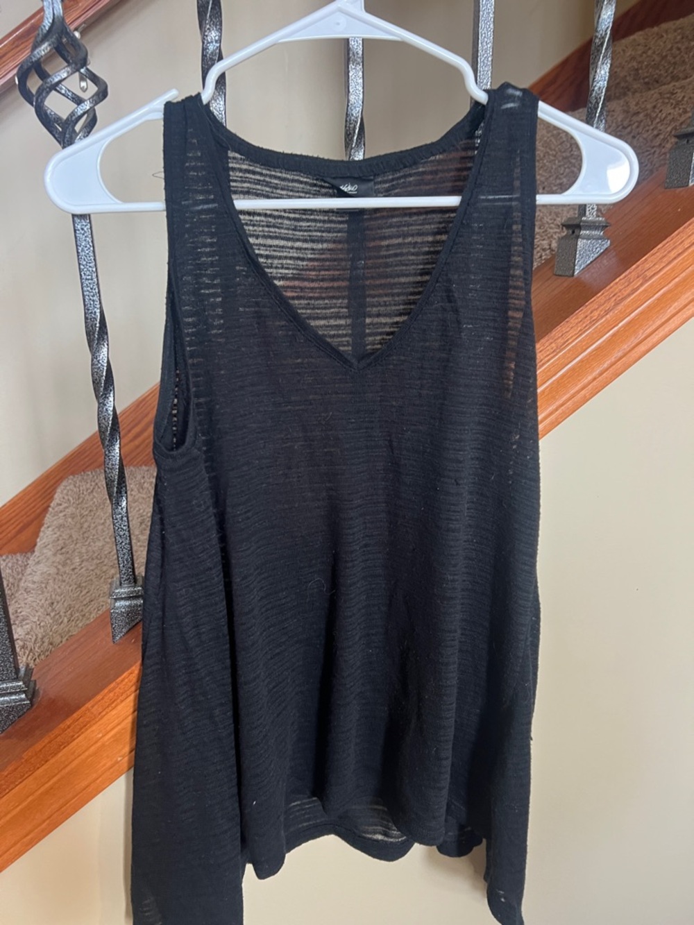 Mossimo Supply Co. Black Sheer V-Neck Tank Top